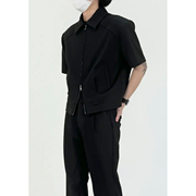 M7  (单层夏季可穿)cleanfit简约短款夹克男垫肩黑色短袖纯色外套