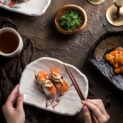 创意日式陶瓷盘子碟子寿司碟刺身盘家用餐盘菜盘子点心盘粗陶餐具
