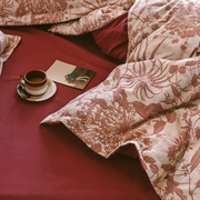 forhome四件套床上用品空气大提花设计全棉高档纯棉贡缎被套床单