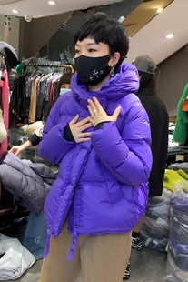 欧洲站紫色羽绒服女2023冬季欧货时尚连帽通勤白鸭绒(白鸭绒)保暖外套
