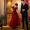 时光裁剪2024新娘结婚订婚敬酒服红色，礼服高端优雅连衣裙