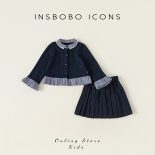 insbobo女童套装春秋，款女童装时髦洋气套装儿童，童装2024秋季