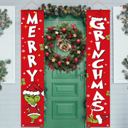 跨境圣诞节家居装扮节日旗帜格林奇对联字母门挂户外门帘挂旗
