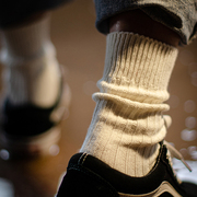 socklab日系袜子女春夏复古长筒袜粗线堆堆袜男士中筒余文乐袜