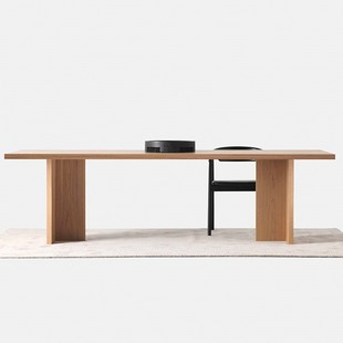 北欧实木会议桌，简约原木办公桌长方形设计师工作台，家用餐桌长条桌