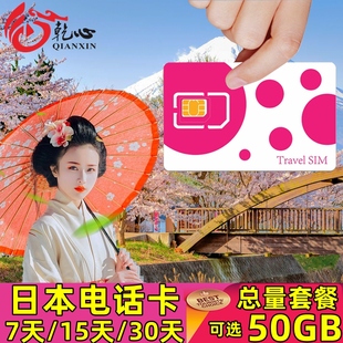 日本电话卡4G手机流量上网卡可选7/15/30天10/20G/50G东京旅游卡