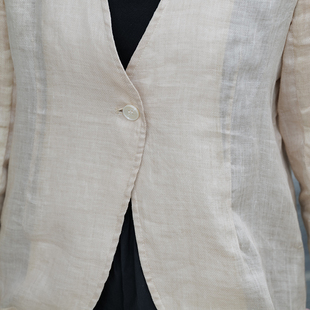 夏未央(夏未央)一粒扣纯苎麻休闲西服外套简约白色，长袖小西服女t198