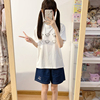 日系可爱卡通印花白色t恤女短袖，夏季宽松oversize纯棉上衣