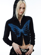 painwake原创设计短款针织，马海毛衣开衫外套，女加厚蝴蝶小众上衣