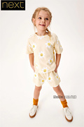 next英国女童亲子乳白色太阳花，t恤短款运动纯棉套装t08-520