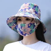 防晒口罩一体帽子夏季女防晒遮阳帽遮脸防紫外线户外太阳帽子