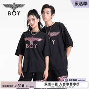 BOYLONDON潮牌短袖情侣装夏季时尚休闲宽松百搭朋克高街T恤N01025