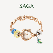 saga世家手表女款时来运转串珠，手链表设计心形，百搭高级感女腕表