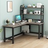 经济型实木l型转角桌靠墙卧室简约家用书桌，台式电脑桌带书架组合