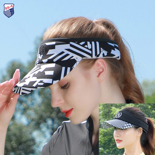 zg6高尔夫帽子时尚运动，女士球帽空顶帽黑加花色防晒遮阳帽子