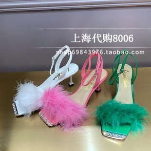 linearosa恋尚萝莎2022夏季女鞋，细高跟一字扣带流苏凉鞋3m67503
