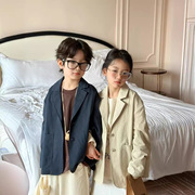 2024春季韩版儿童翻领小西装时尚男女童休闲单排扣外套百搭