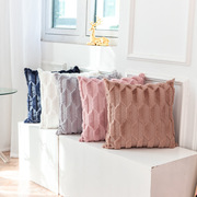 短毛绒抱枕套，pv绒刺绣，正方形沙发床靠垫含芯