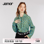 Jamor冬季复古港风碎花衬衫女优雅轻熟颈部领带设计上衣加末