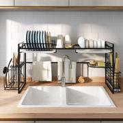 厨房水槽沥水架碗架单双槽洗碗池水池台桌面上方碗碟架双层置物架