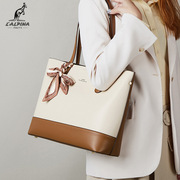 袋鼠包包大容量牛皮包经典，托特包时尚(包时尚，)手提包拼色单肩包女