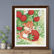 ks十字绣2024狸鼠，与草莓线绣客厅卧室，现代中式挂画手工自己绣