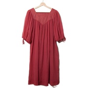 公主连衣裙vintage尖货孤品复古胭脂红色轻薄品质棉布