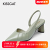接吻猫时装凉鞋商场同款尖头羊皮，高跟后空一脚蹬女鞋ka21178-10