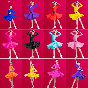拉丁服装舞蹈服女童夏2023规定比赛儿童分体练功服表演出服装