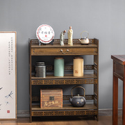 中式书架移动推车厨房置物架茶具，柜竹阳台落地客厅多层杂物收纳架