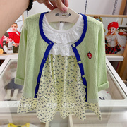 韩版童装21夏女宝儿童果绿色镂空防晒衣空调衫皮肤衣针织开衫q2