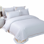 酒店床单三四件套全棉60支绣花宾馆床上用品被套，被罩纯棉套件家纺
