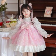 高品质正版女童公主裙洛丽塔洋装泡泡袖儿童重工连衣裙子春季