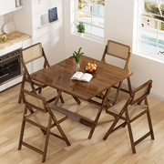 折叠桌家用餐桌椅简易实木，小方桌小户型吃饭桌子，便携式夜市摆摊桌