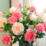 手感保湿玫瑰花束绢花假花仿真花客厅摆放花餐桌摆花