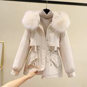 派克服女棉衣23冬季加绒加厚棉袄韩版小个子，短款羽绒棉服外套