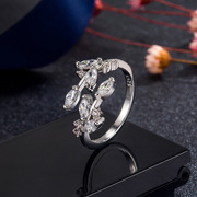戒指女日韩版简约锆石镶钻戒指环创意个性指环开口可调节生日礼物