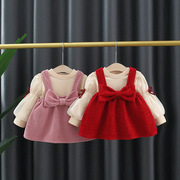 女童春秋装连衣裙小女孩，洋气套装裙女宝宝，1-3岁2韩版背带裙子