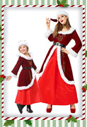 圣诞节平安夜聚餐派对圣诞，舞台演出亲子酒，红色长裙可爱圣诞亲子装