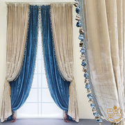 高端奢华别墅客厅卧室真丝绒，定制法式窗帘浪漫欧式美式诧寂风