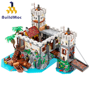 buildmoc海盗系列帝国要塞基地，堡垒大型拼装益智积木玩具模型礼物