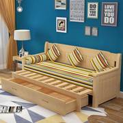 实木沙发床可折叠小户型多功能，1.2米推拉坐卧两用1.5客厅1.8双人