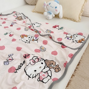 A类针织棉婴儿盖毯宝宝夏凉被hello kitty小毯子夏季儿童空调被薄