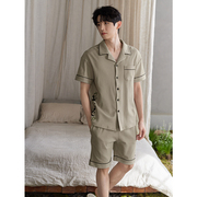 纯棉男士睡衣夏季短袖，短裤夏天款2024年休闲青少年，家居服套装