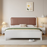 现代简约1.8m主卧储物双人床1.5m奶油风公寓经济型家用高箱实木床