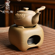 日式粗陶侧把壶套装煮茶壶酒精炉底座烧水保温功夫茶具家用复古壶
