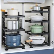 下水槽不锈钢架子置物架锅架专放锅具收纳厨房多层家用柜子内分层