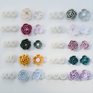 软陶模具小众设计立体花朵花瓣，组合模具粘土饰品切模0.4mm切口