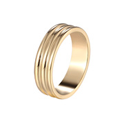 14K金玫瑰金三环钛钢戒指 欧美简约个性冷淡情侣首饰