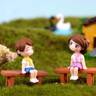 微景观盆栽装饰创意摄影造景小人可爱蛋糕摆设校园凳子情侣小摆件
